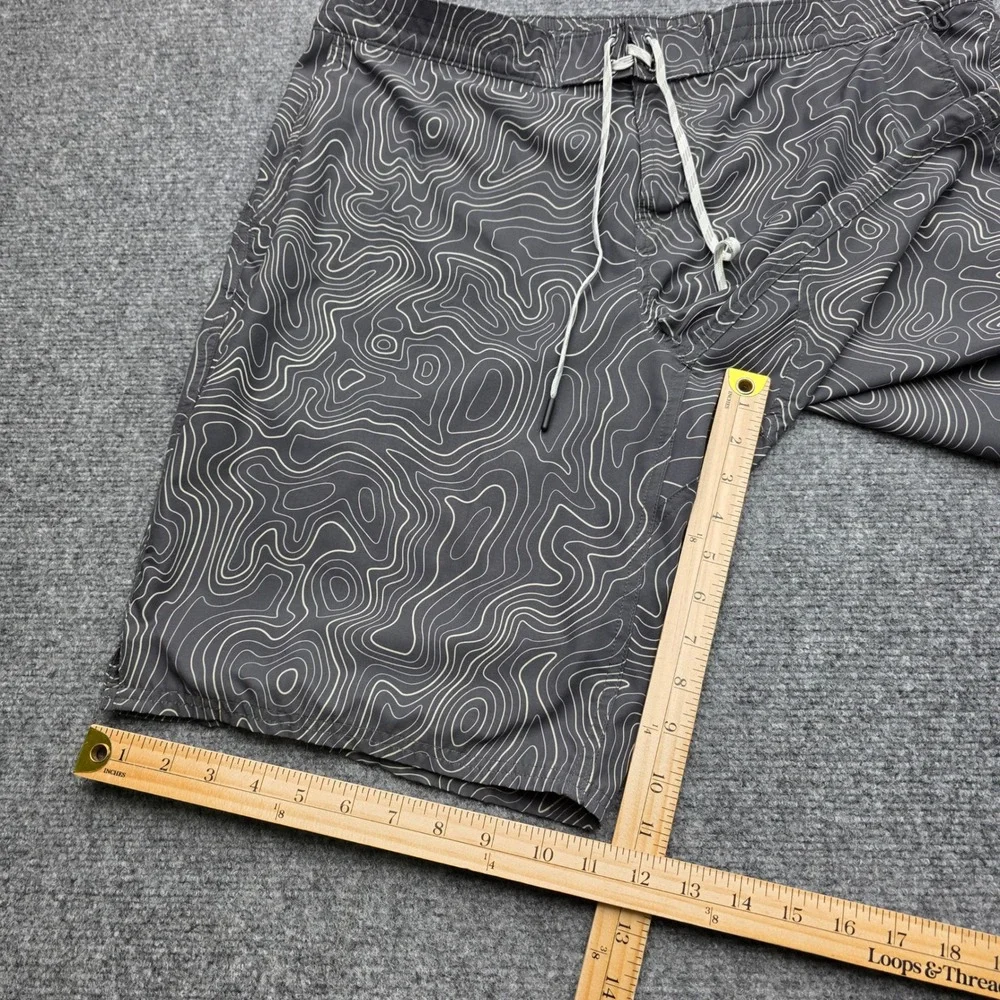 Duluth Trading Alaskan Hardgear Men 40 Shorts Topo Map Print Swim Trunks Stretch